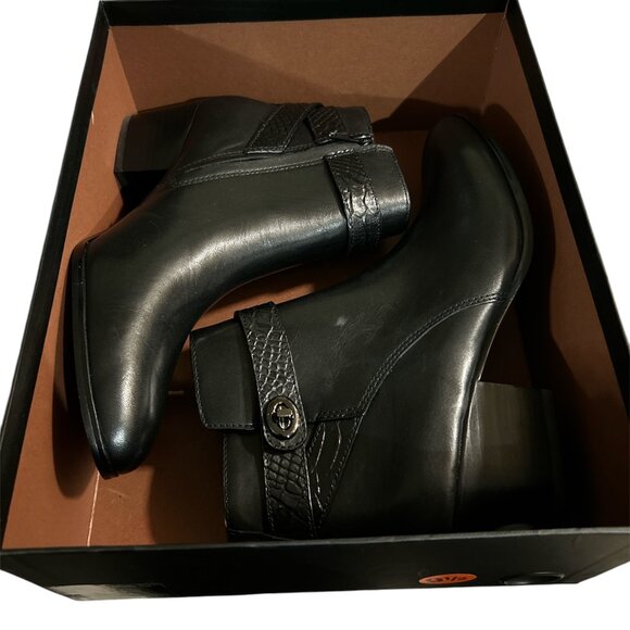 Coach Patricia Ankle Boots Booties Leather Croc Embossed Turnlock Zip Wmns 9.5 - Picture 8 of 10